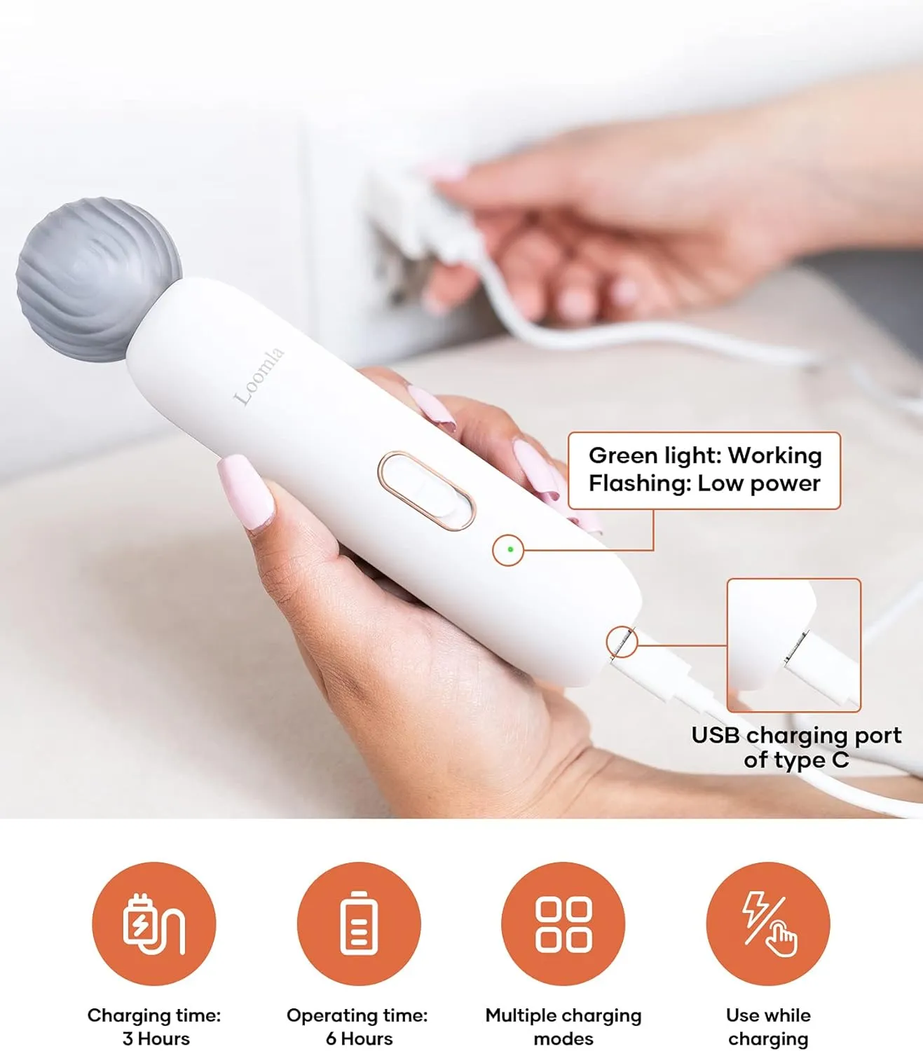 Loomla Dog Nail Grinder Upgraded - Professional 2 Speed Dog Nail Trimmers with Low Noise, USB Rechargeable Pet Nail Grinder, Paws Grooming and Smoothing for Dogs, Cats and Small Animals, White