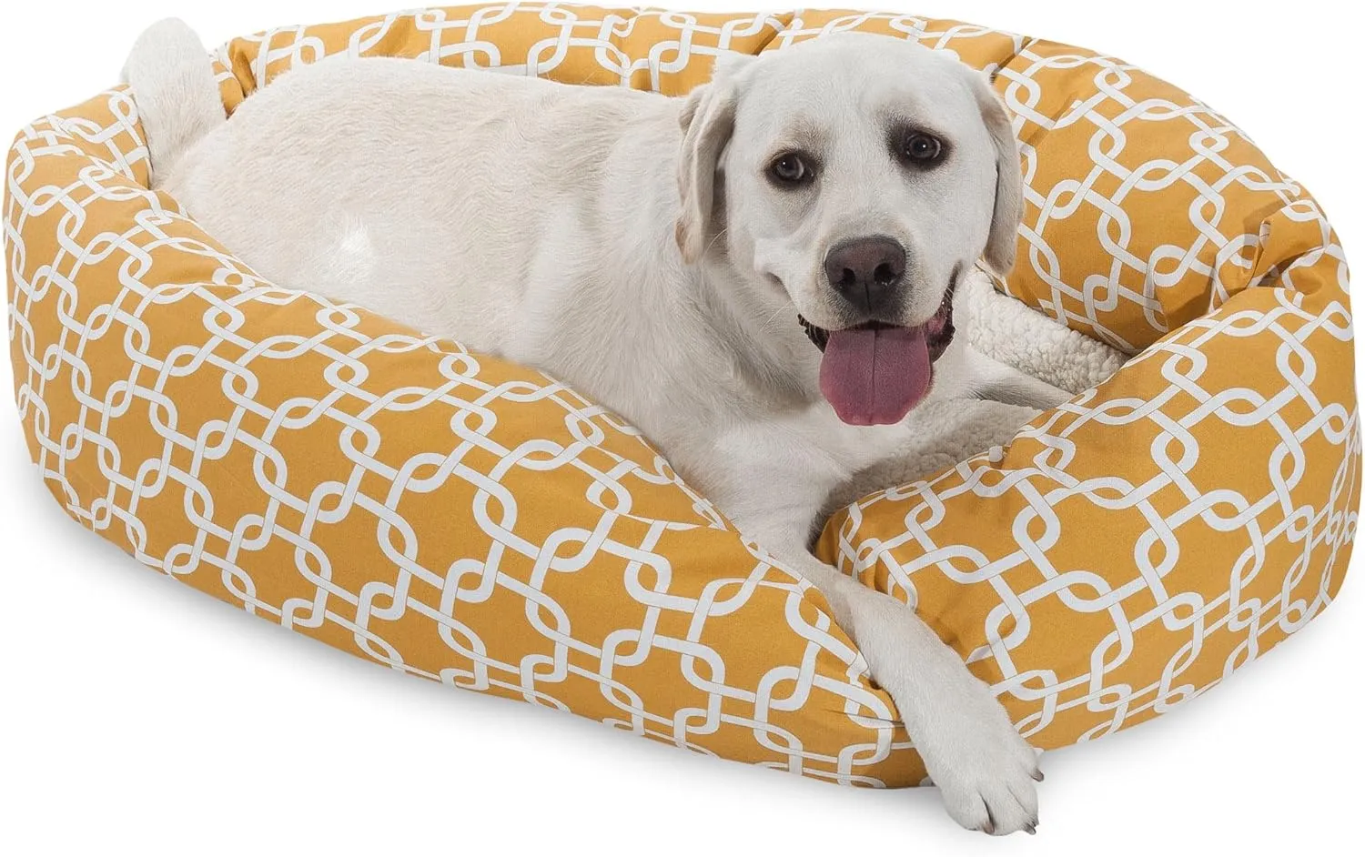 Majestic Pet Links Sherpa Bagel Bed, Large, Yellow