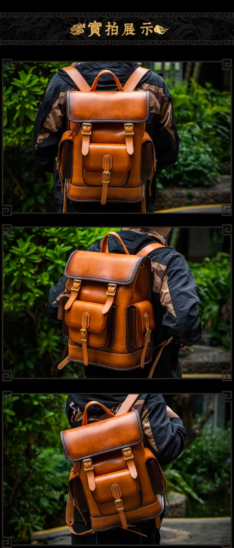 Men and Women Handmade Elaborate Works Cow Leather Backpacks