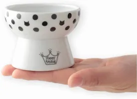 Necoichi Raised Stress Free Cat Food Bowl, Elevated, Backflow Prevention, Dishwasher and Microwave Safe, No.1 Seller in Japan! (Cat Dots, Mini)