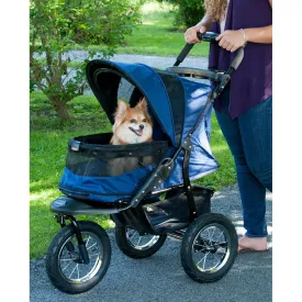 Pet Gear No-Zip Jogger Pet Stroller for Cats/Dogs, Zipperless Entry, Airless Tires, Easy One-Hand Fold, Cup Holder   Storage Basket, Navy
