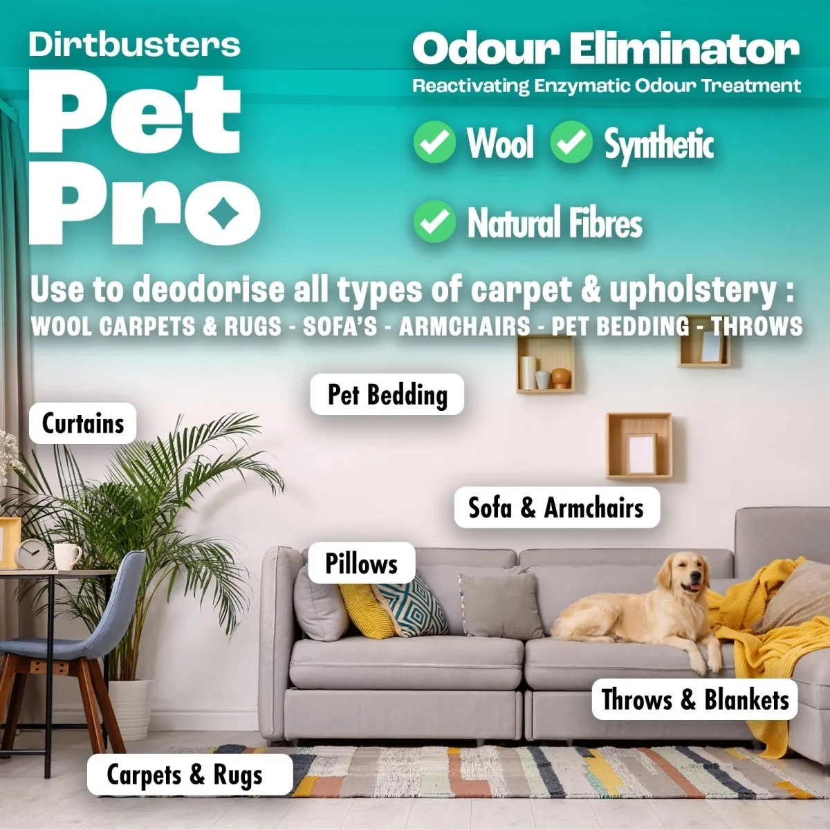 Pet Pro Odour Eliminator, Dog & Cat Urine Neutraliser, Carpet, Upholstery, Hard Surfaces, Reactivating Enzymatic Deodoriser Treatment Spray, Fig (500ml)