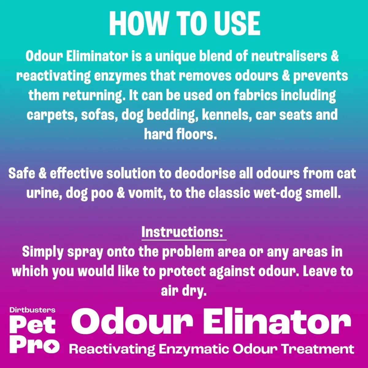 Pet Pro Odour Eliminator, Dog & Cat Urine Neutraliser, Carpet, Upholstery, Hard Surfaces, Reactivating Enzymatic Deodoriser Treatment Spray, Fig (500ml)