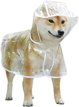 Pet Raincoats with Poncho Hood, Portable Transparent Dog Rain Coat, Adjustable Pet Water Proof Clothes, Breathable Lightweight Dog Rain Poncho for Outdoor (L)