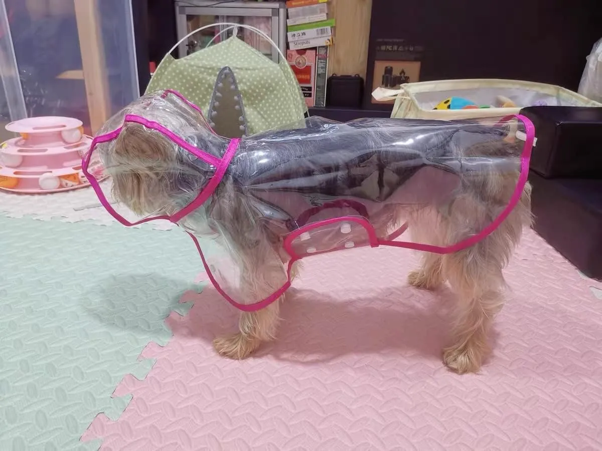 Pet Raincoat,Small Dog Waterproof Puppy Raincoat Coat Transparent Pet Dog Rainwear Clothes for Small Dogs Cats (L, Pink)