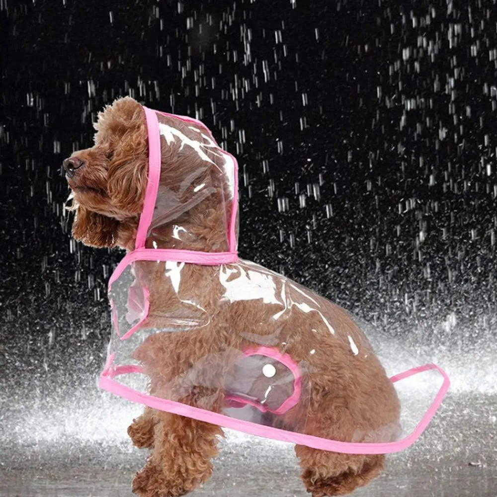 Pet Raincoat,Small Dog Waterproof Puppy Raincoat Coat Transparent Pet Dog Rainwear Clothes for Small Dogs Cats (L, Pink)