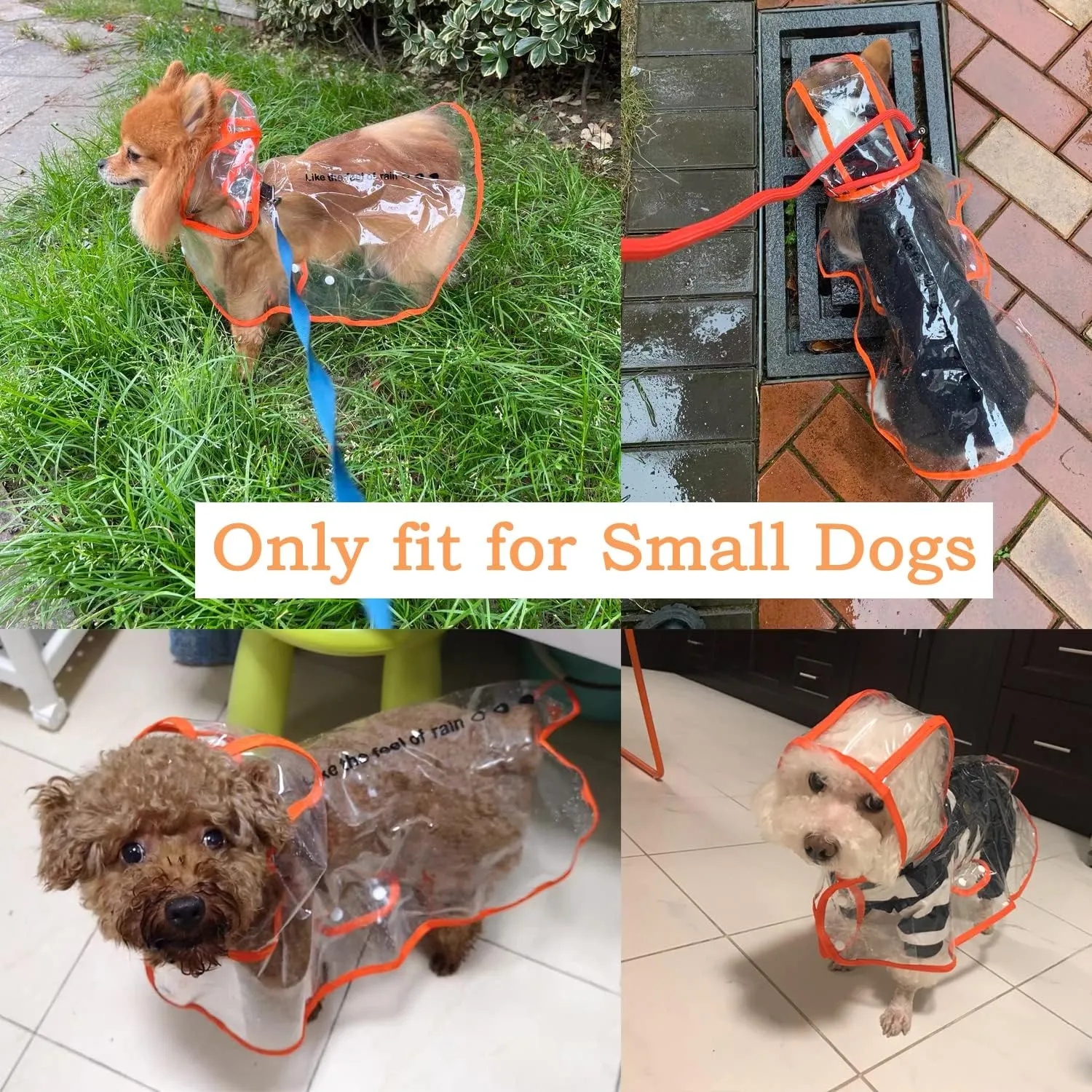 Pet Raincoat,Small Dog Waterproof Puppy Raincoat Coat Transparent Pet Dog Rainwear Clothes for Small Dogs Cats (L,Orange)