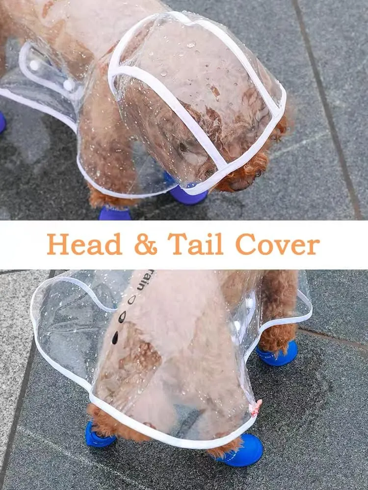 Pet Raincoat,Small Dog Waterproof Puppy Raincoat Coat Transparent Pet Dog Rainwear Clothes for Small Dogs Cats (L,Orange)