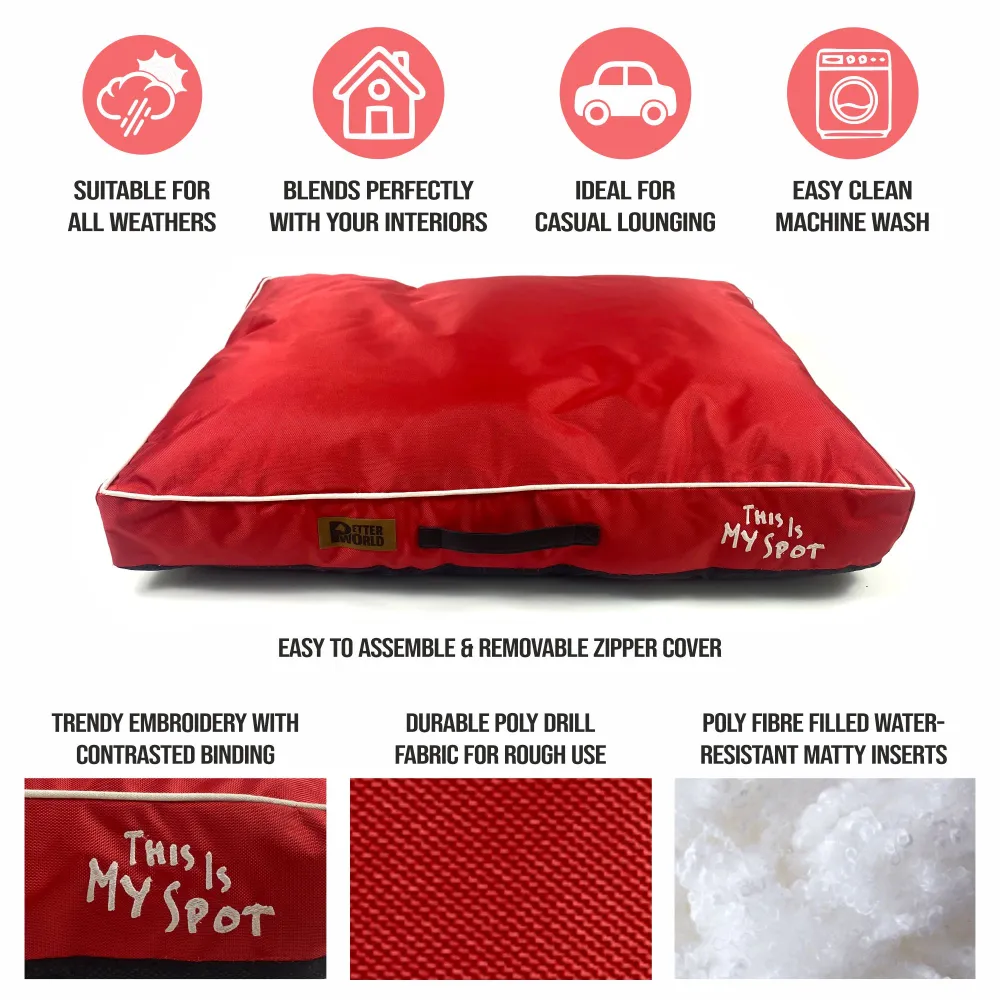 Petter World Waterproof Easy Clean Monsoon Bed with Removable & Washable Cover (Cherry Red)