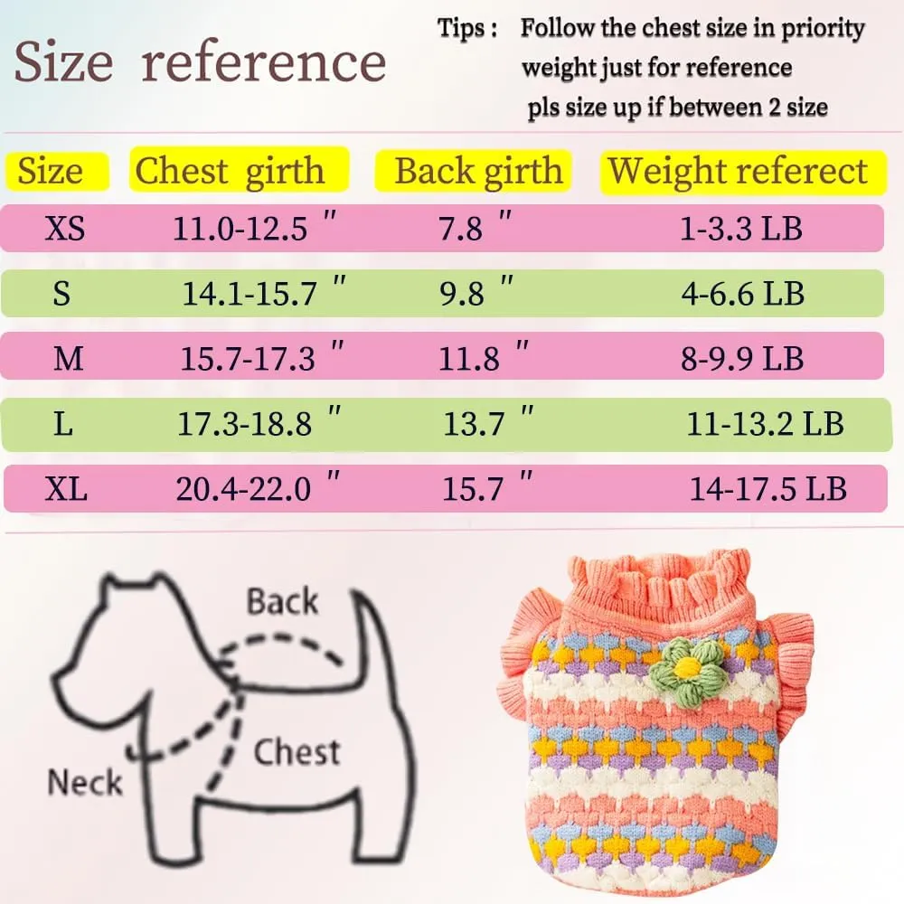 Pink Small Dog Sweater Female, Knitted Cat Sweater, Fall Girl Puppy Clothes, Turtleneck Doggy Cable Knitwear, Warm Pet Clothing for Chihuahua Yorkie Bulldog Teacup (Pink, X-Small)