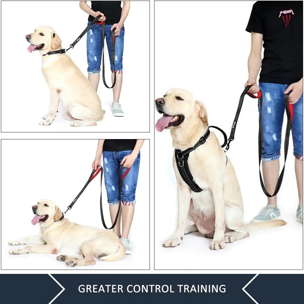 Plutus Pet Double Handle Dog Leash 5ft, Heavy Duty, Reflective Dual Handle Dog Leash for Safety Training, for Medium Large Dogs,2 Handle Leads(Black)