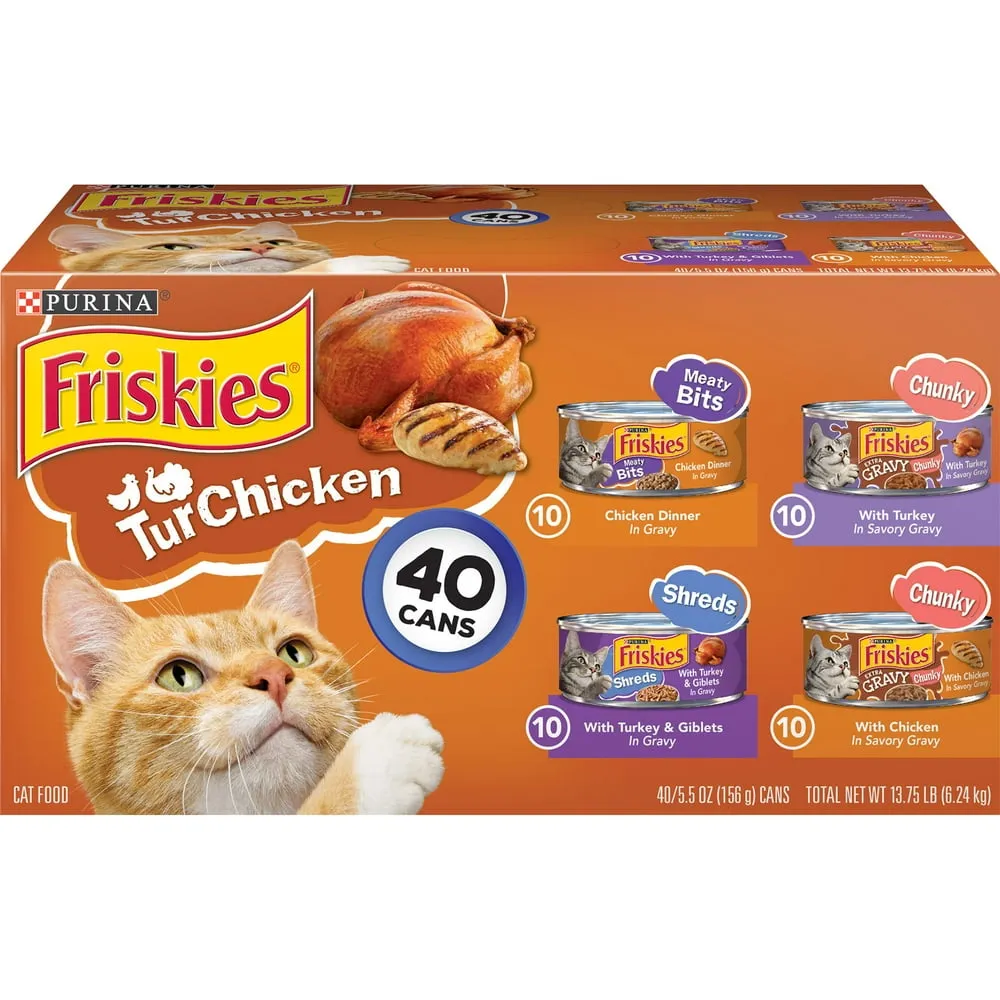 Purina  Turchicken Gravy Wet Cat Food, Soft Variety Pack, 5.5 Oz Cans (40 Pack)