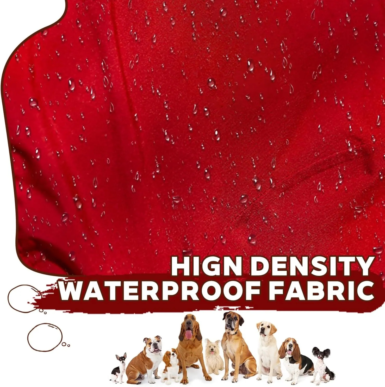 Red Dog Raincoat with Side Zipper Reflective Tape and Leash Holes,Waterproof Windproof Dirt-Resistant Warmth Dog Jacket with Elasticized Belly and Cuff Designs, Four Legs Design, Elastic Edge- Red M