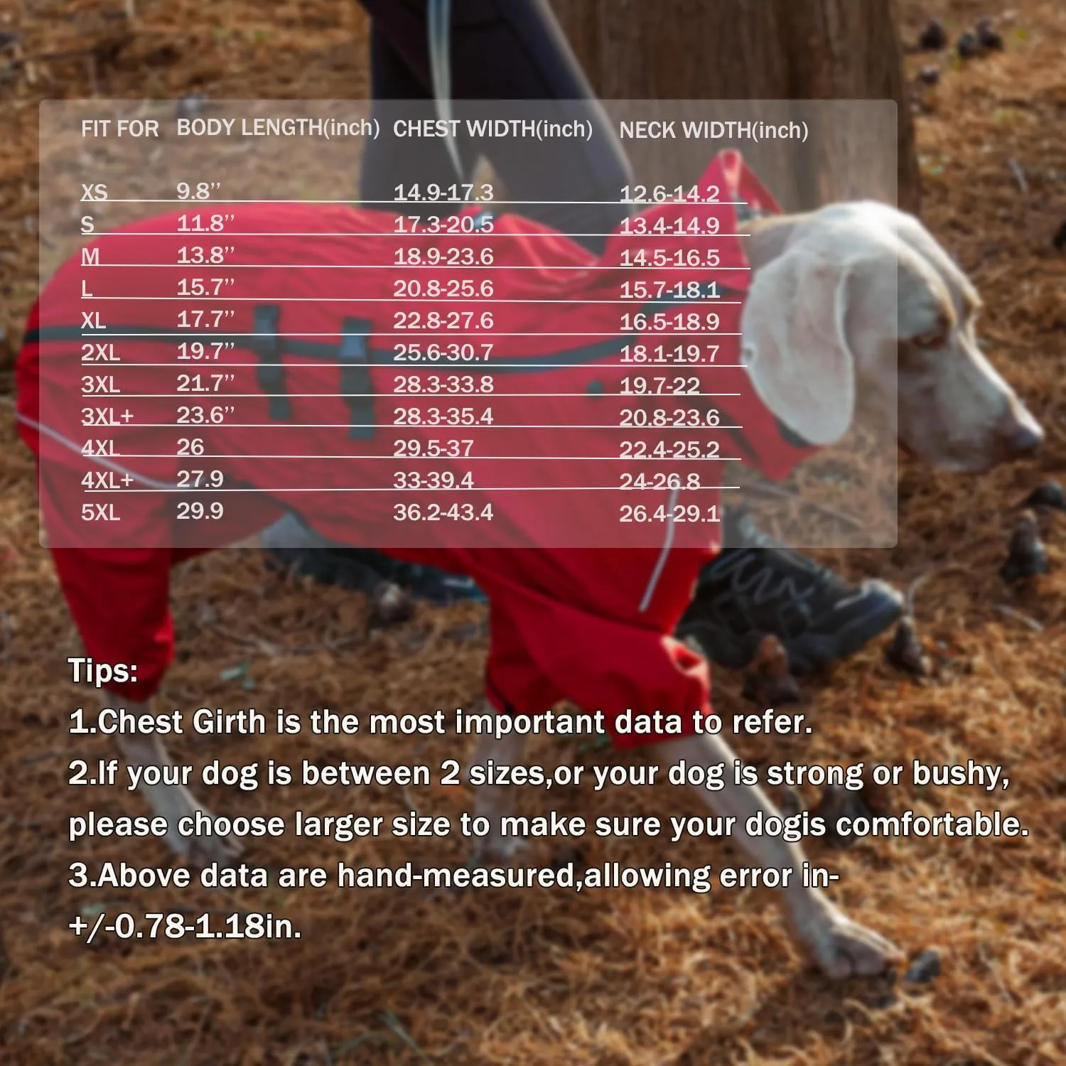 Red Dog Raincoat with Side Zipper Reflective Tape and Leash Holes,Waterproof Windproof Dirt-Resistant Warmth Dog Jacket with Elasticized Belly and Cuff Designs, Four Legs Design, Elastic Edge- Red M