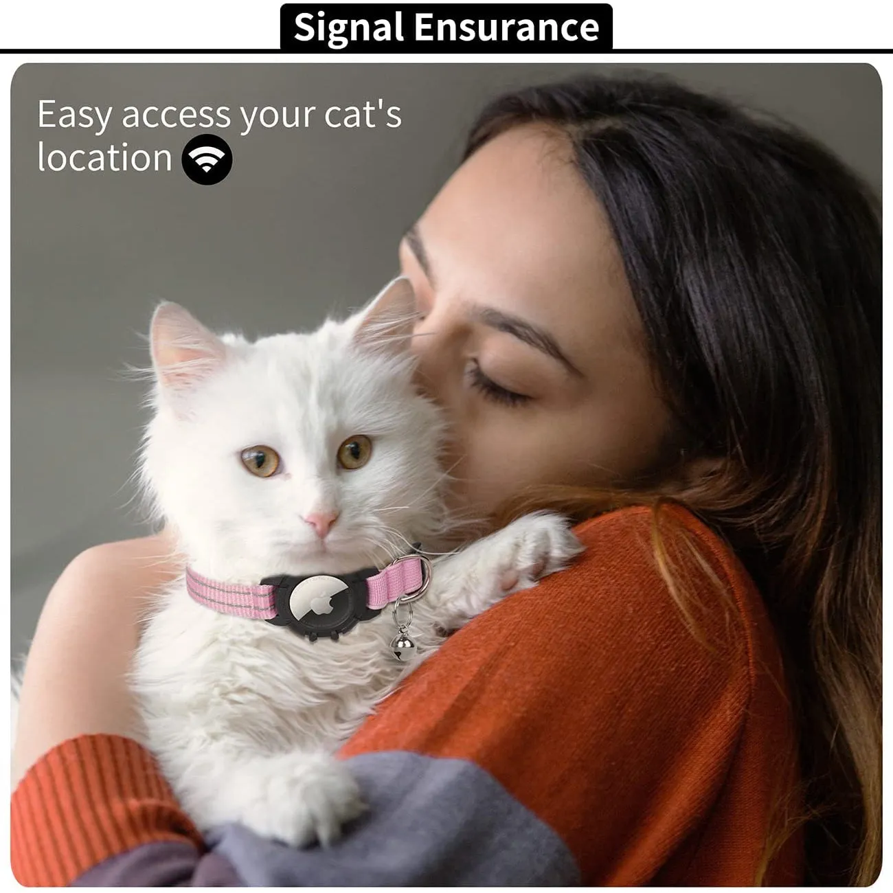 Reflective GPS Cat Collar with AirTag Holder and Bell