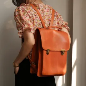 Retro Leather Women British College Large Capacity Cowhide School 13 inch Computer Backpacks