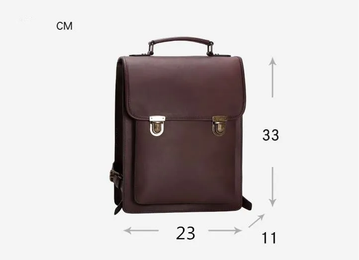 Retro Leather Women British College Large Capacity Cowhide School 13 inch Computer Backpacks