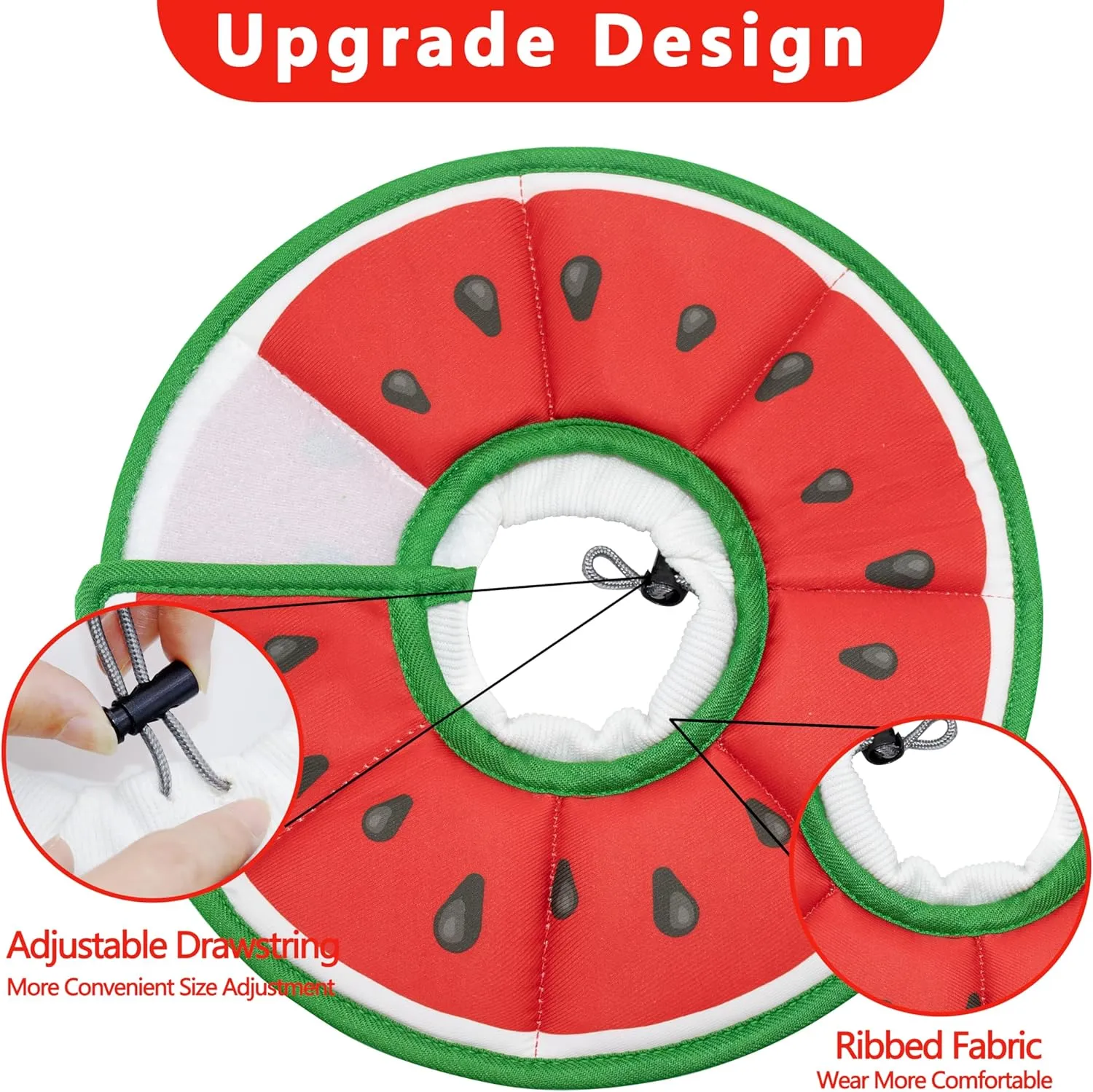 Soft Adjustable Cat Cone Collar, Comfortable Recovery Collar for Cats After Surgery (Watermelon, Small)