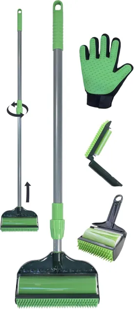 Stick It! Deluxe Pro Broom Set, Pet Hair Remover, Washable and Reusable Lint Roller for Pet Fur