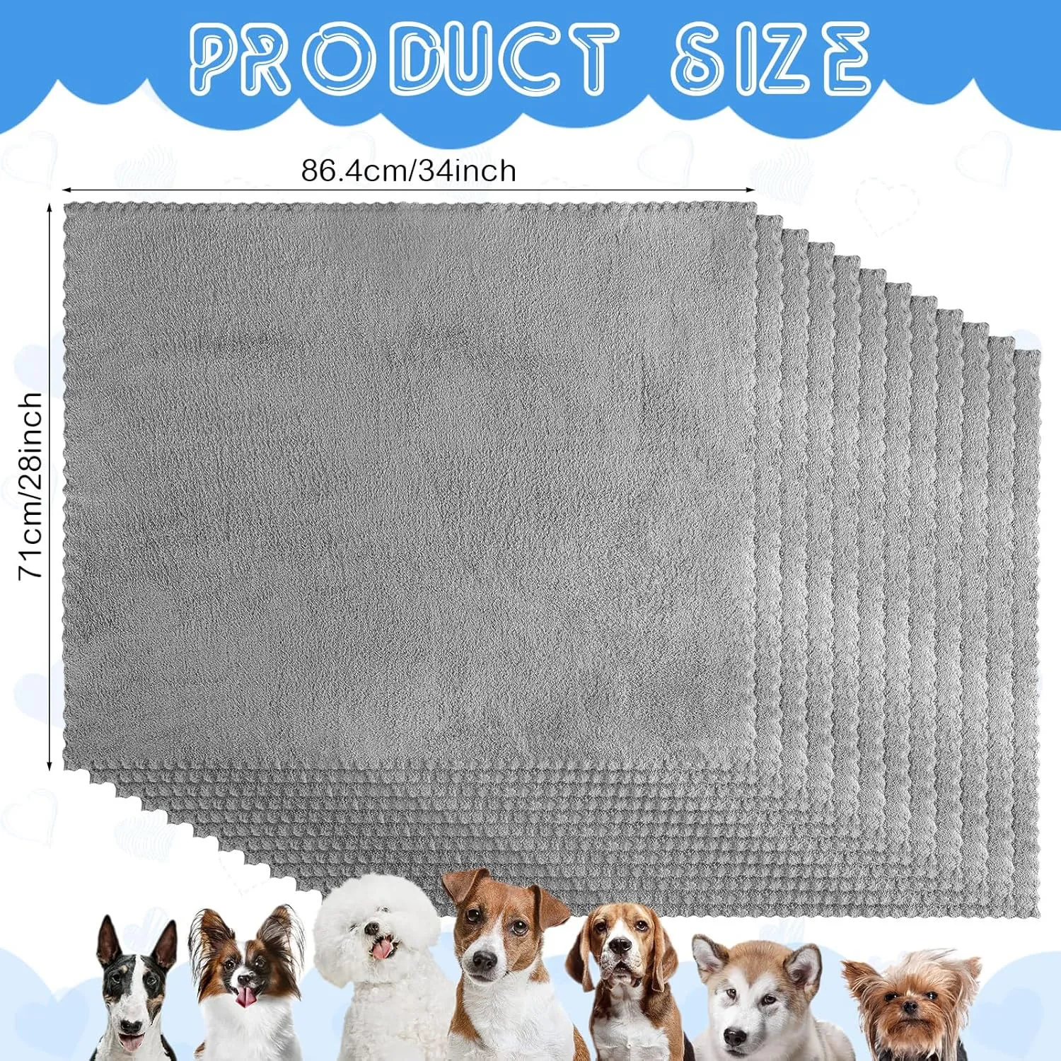 Thyle 12 Pcs Washable Pee Pads for Dogs Reusable Waterproof Training Puppy Pads Bulk Absorbent Pet Whelping Small Dog Mats for Crate Bed Sofa(34 x 28 Inch)
