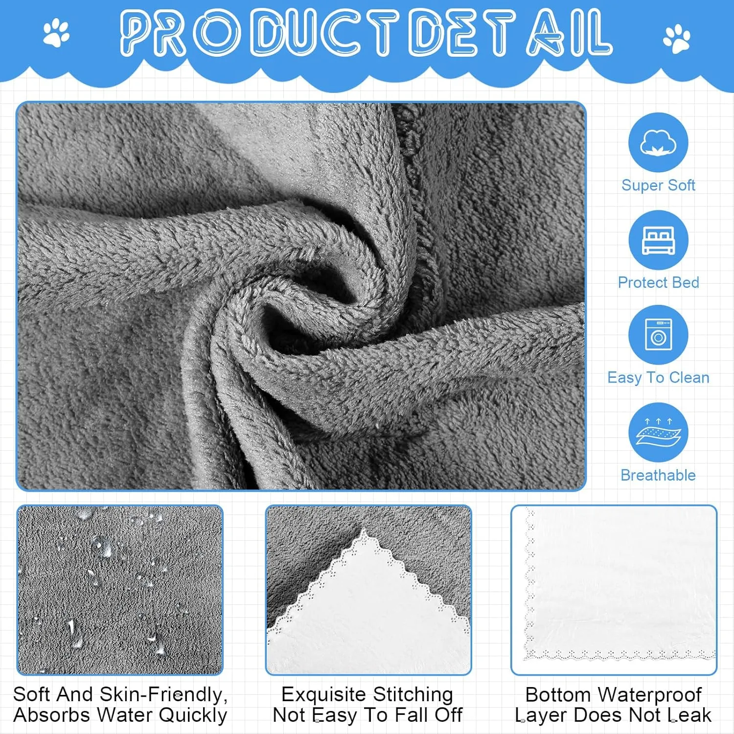Thyle 12 Pcs Washable Pee Pads for Dogs Reusable Waterproof Training Puppy Pads Bulk Absorbent Pet Whelping Small Dog Mats for Crate Bed Sofa(34 x 28 Inch)
