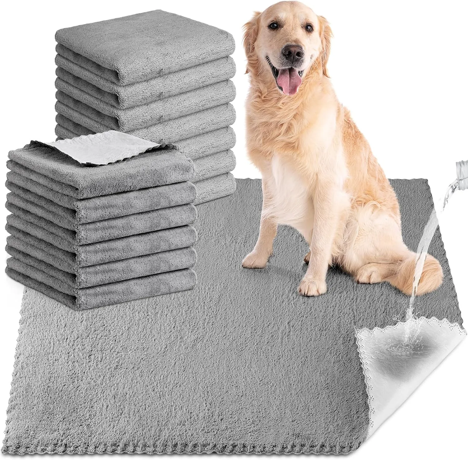 Thyle 12 Pcs Washable Pee Pads for Dogs Reusable Waterproof Training Puppy Pads Bulk Absorbent Pet Whelping Small Dog Mats for Crate Bed Sofa(34 x 28 Inch)