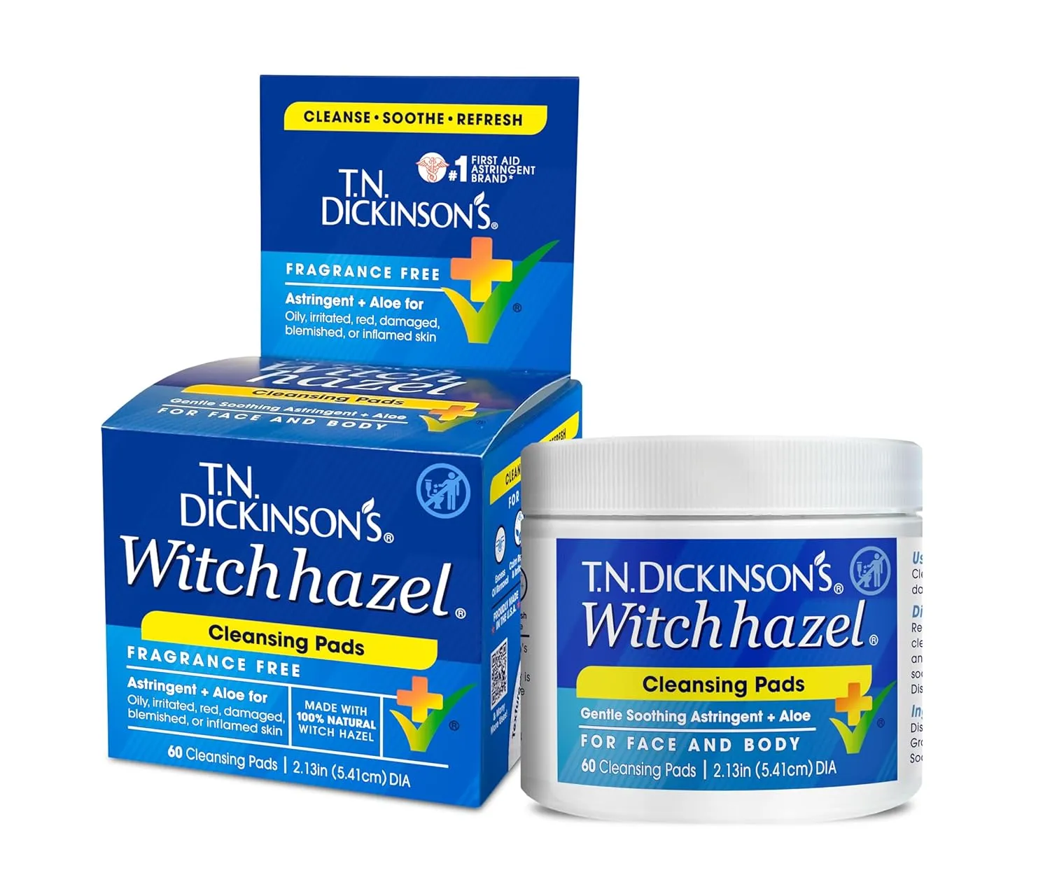 T.N. Dickinson's Witch Hazel Cleansing Pads, 60 Count