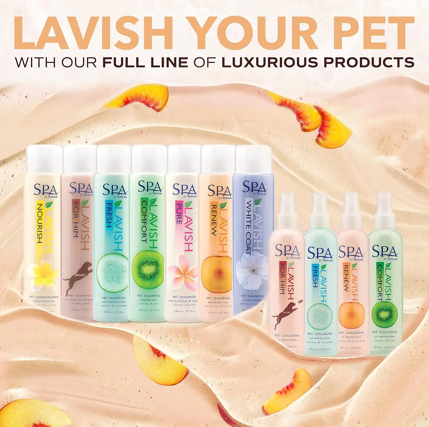 TropiClean SPA Lavish Dog Shampoo | Renew Deodorizing Dog Shampoo | Naturally Derived Salon Grade Ingredients | Made in the USA | 16oz