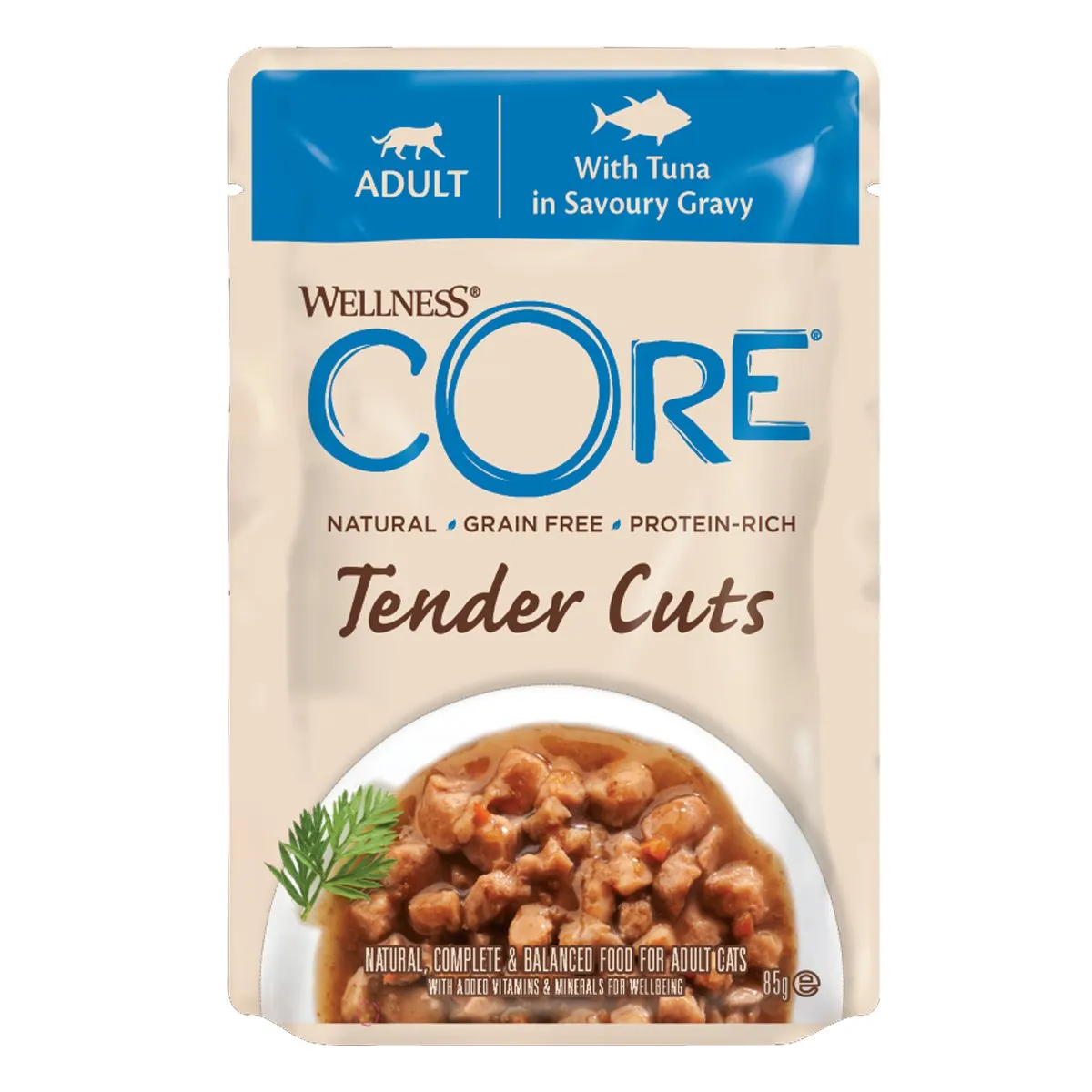 WELLNESS CORE Cat Tender Cuts with Tuna in Savoury Gravy 85g