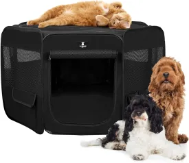 X-ZONE PET Dog Playpen Portable Pet Play Pens for Puppies, Cat, Rabbit, Chicks, Foldable Exercise Play Tent Kennel Crate, Indoor/Outdoor Travel Camping Black X-Large