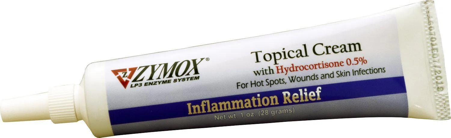 Zymox Topical Cream with Hydrocortisone 0.5% Inflammation Relief Dog and Cat Supply, 1oz.