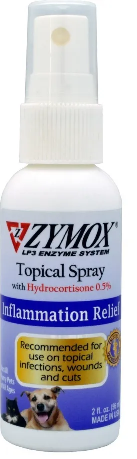 Zymox Topical Spray Pet Dog For Hot Spots and Skin Infections Relief 2 oz